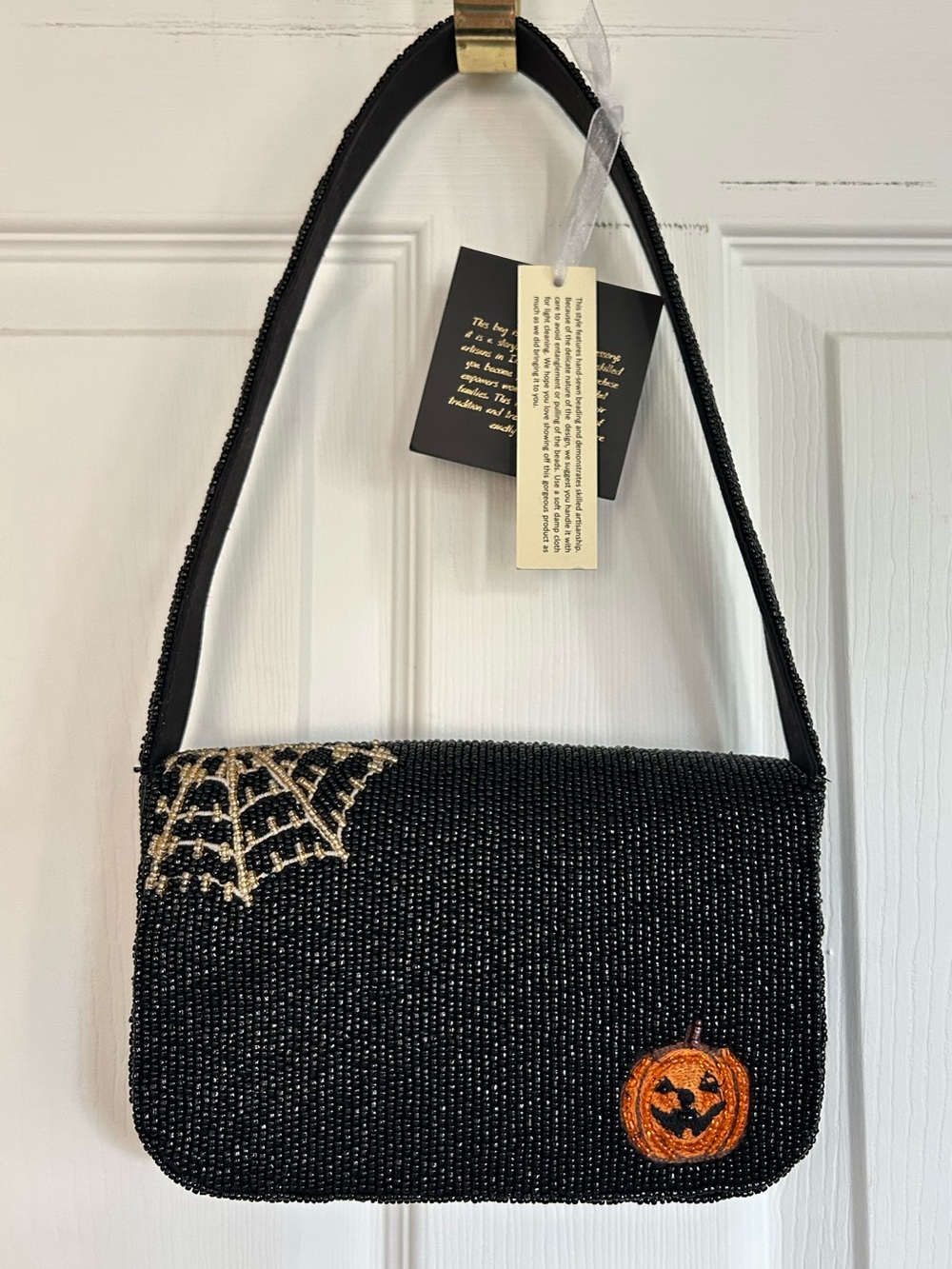 NWT Beaded Shoulder Bag Purse Halloween Dogs Dachshund Ghost Mummy Pumpkin - Picture 4 of 6